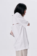 WAVE BACK YOKE OVERSIZED TEE / WHITE