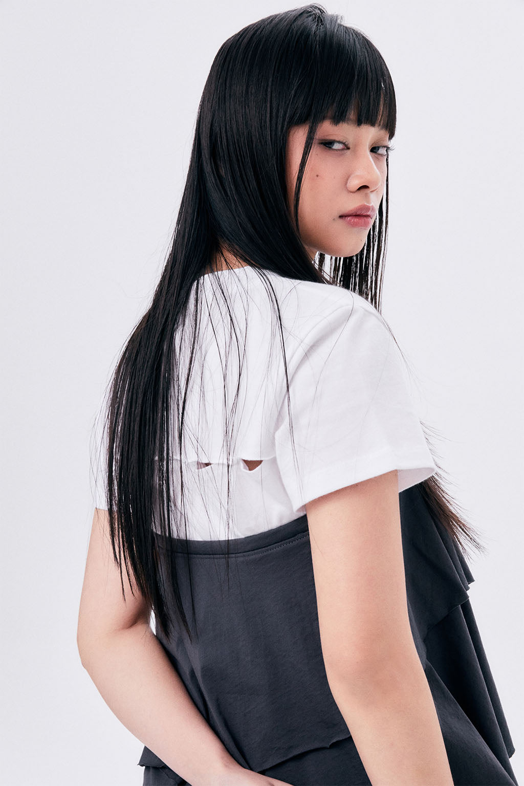 WAVE BACK YOKE TIGHT TEE / WHITE