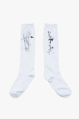 HLMN & HARP KNEE SOCKS / WHITE